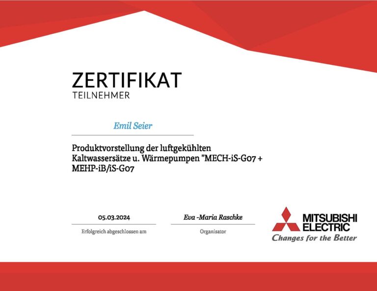 Mitsubishi KWS WP Zertifikat