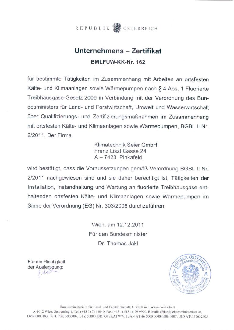 Unternehmens Zertifizierung 2011 12 14 Seite 1